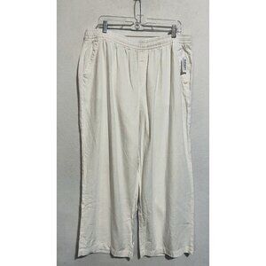 Old Navy Pants Womens XL Bright White Wide Leg High Waisted Linen Blend Boho